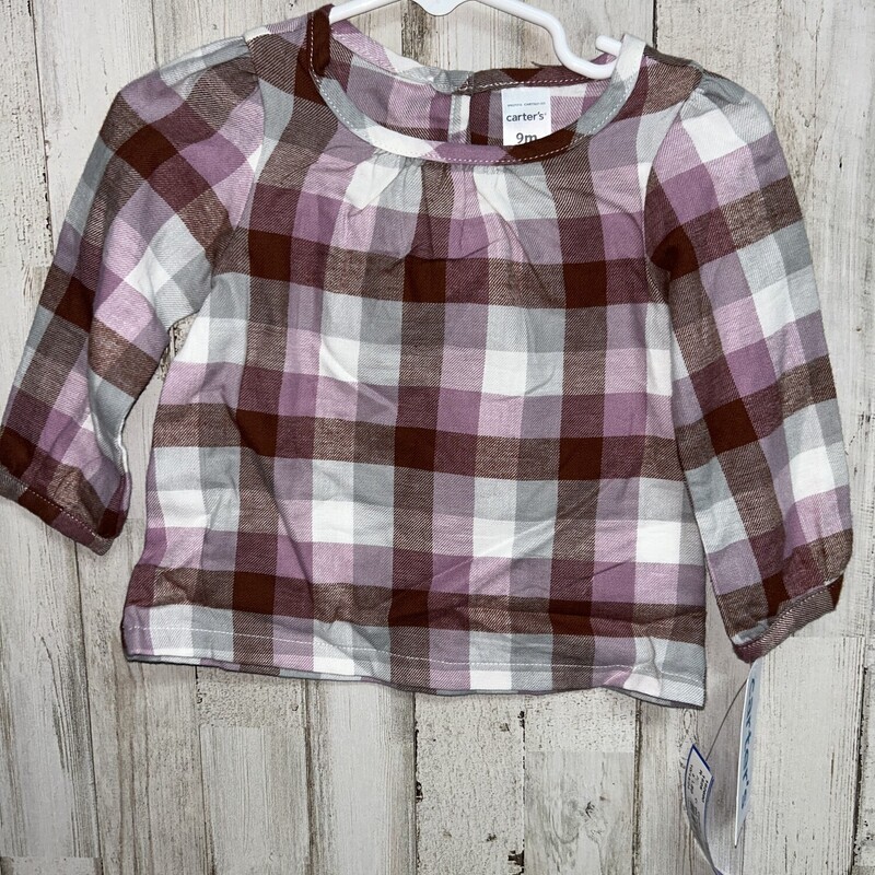 9M Purple Plaid Top, Purple, Size: Girl 6-12m