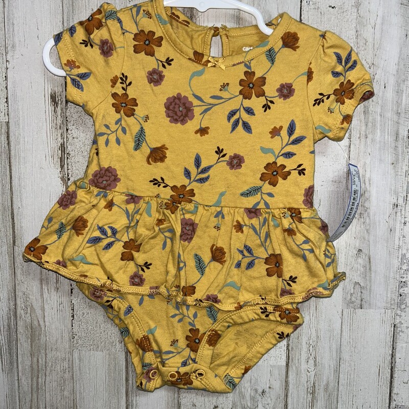 9M Yellow Floral Onesie