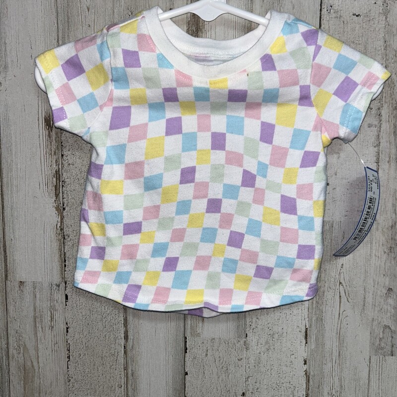 0/3M Purple Checkered Tee, Purple, Size: Girl NB-3m