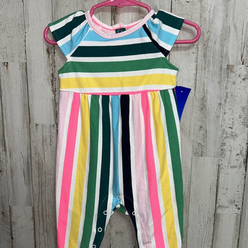 6M Green Striped Romper, Green, Size: Girl 6-12m