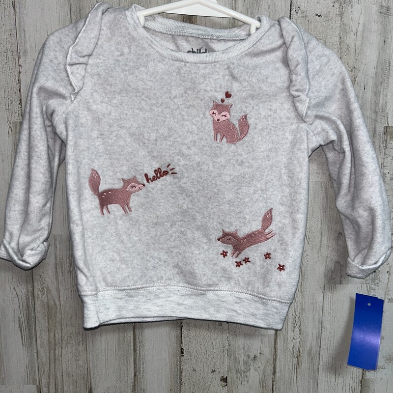 18M Grey Fox Sweatshirt, Grey, Size: Girl 18-24