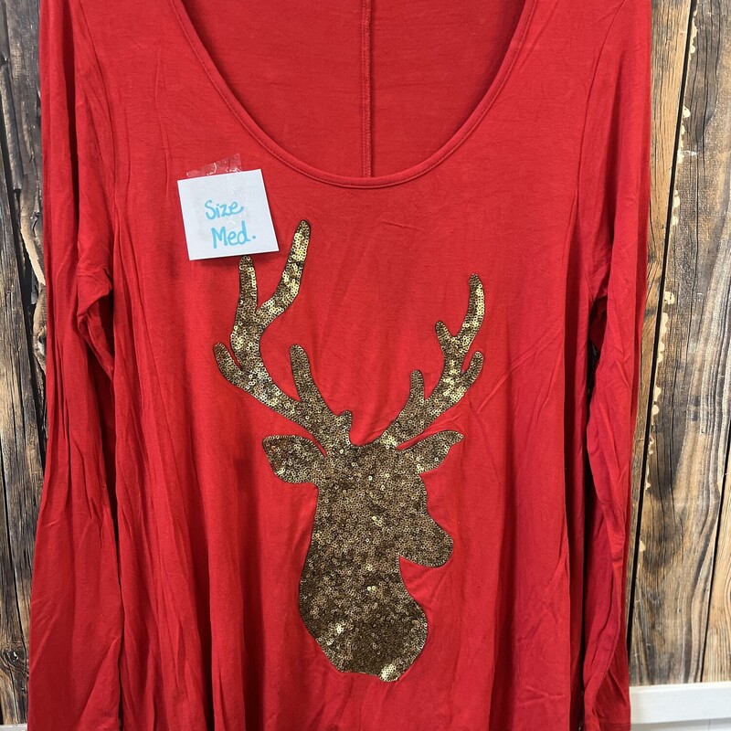 Red Shirt Gold Deer, Size: Med