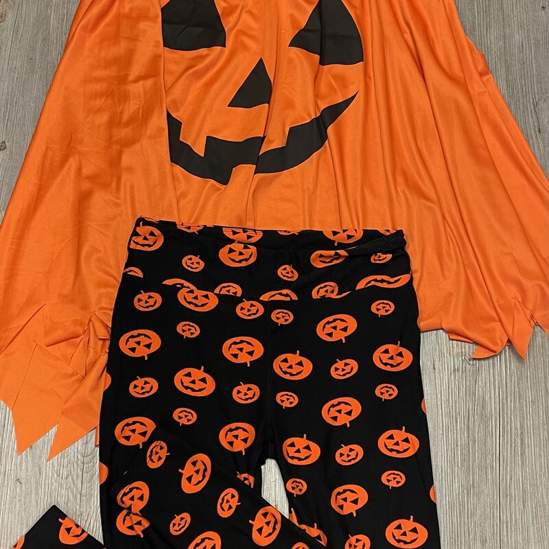 Pumpkin Poncho & Legging, Orange/b, Size: 14Y+