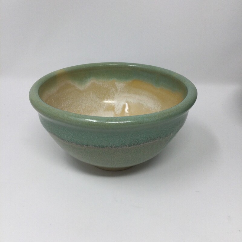 Small Artisan Pottery Bowl,
Green/Yellow,
Size: 5.25 X 2.7