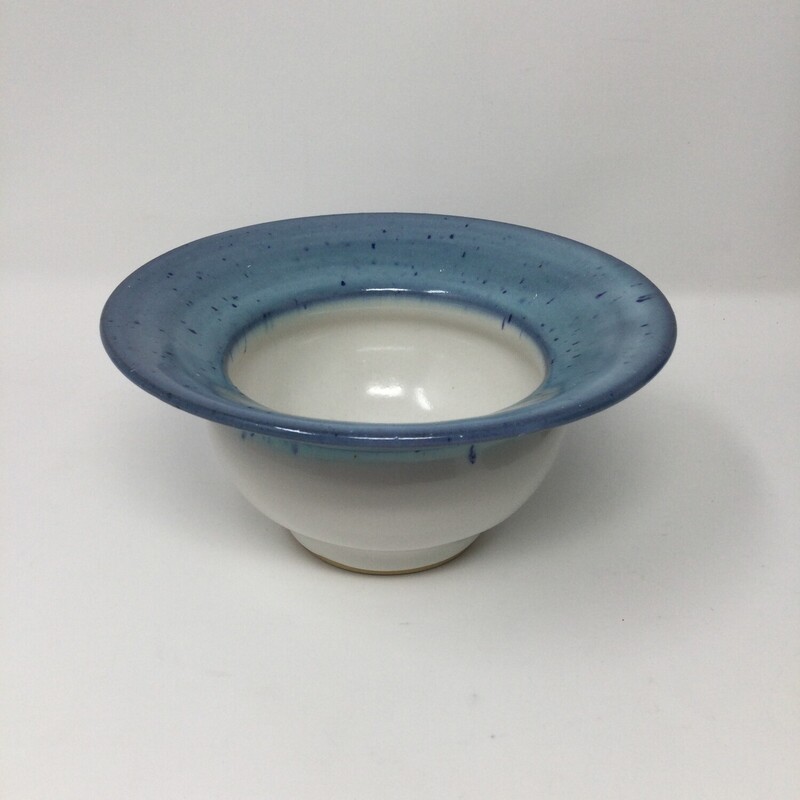 Handmade Rimmed Bowl,
Blue/White,
Size: 3 X 6 In