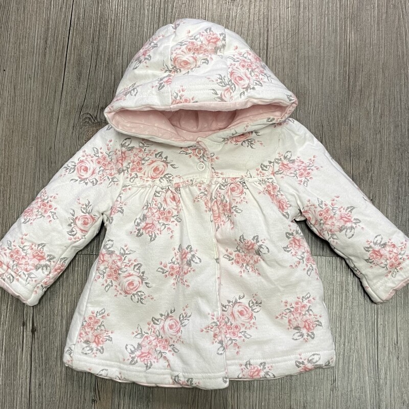 Reversible Hooded Jacket, Floral, Size: 0-3M