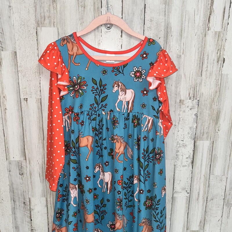 6 Blue Horse Print Dress