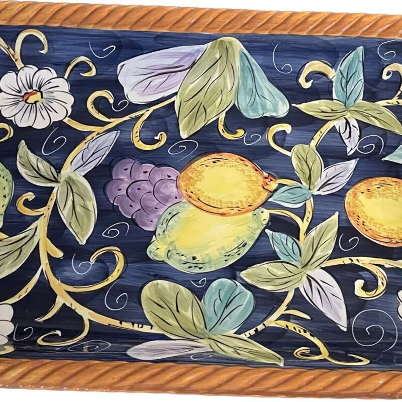 Villa Bellagio Ceramic Lemon Platter
Blue Yellow Green Tan Size: 20 x 11W