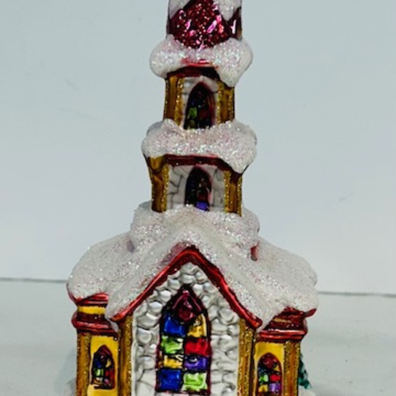 Christopher Radko Country Cathedral  Glass Ornament
 Multicolored
Size: 3.5 x 3 x 6.5H