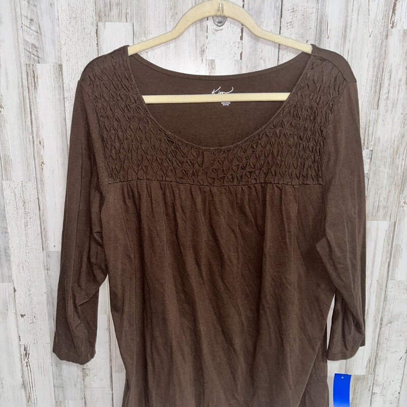 XL Brown Smock Cotton Top