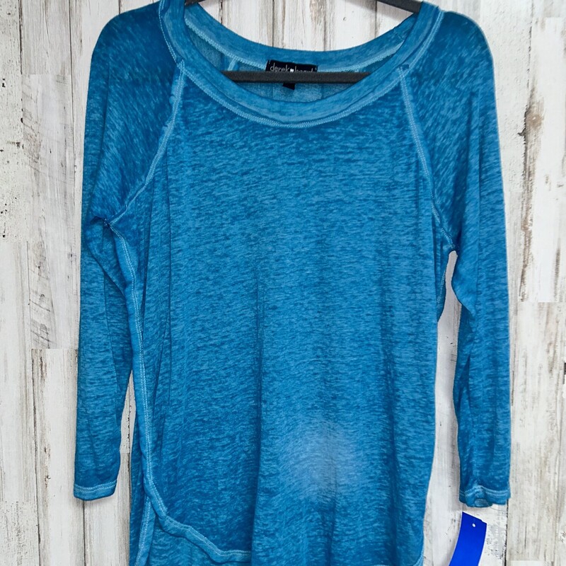 L Blue Heathered Sheer Te