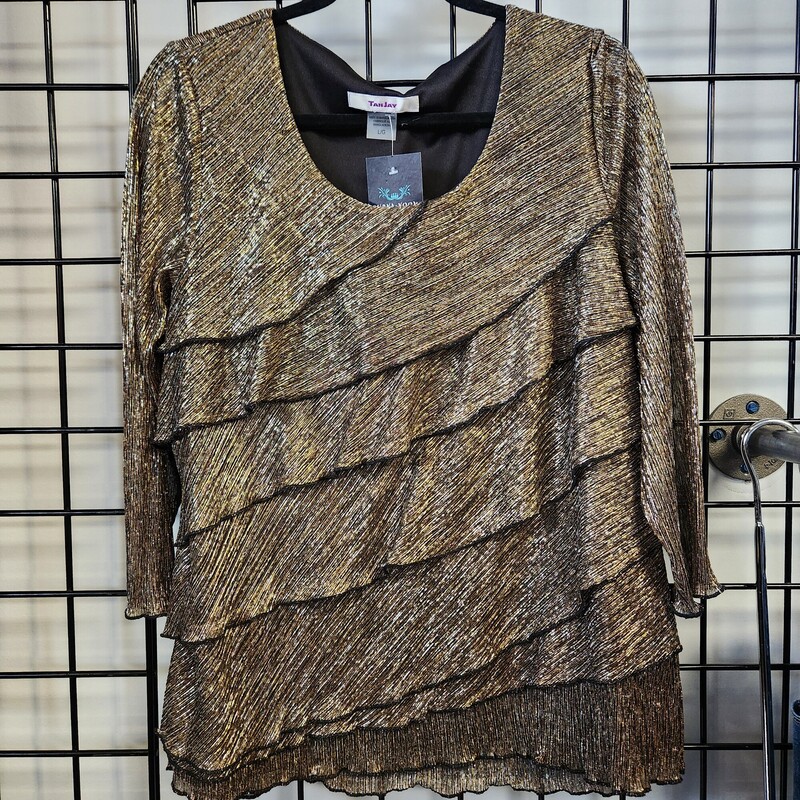 Tan Jay Top, Gold, Size: L