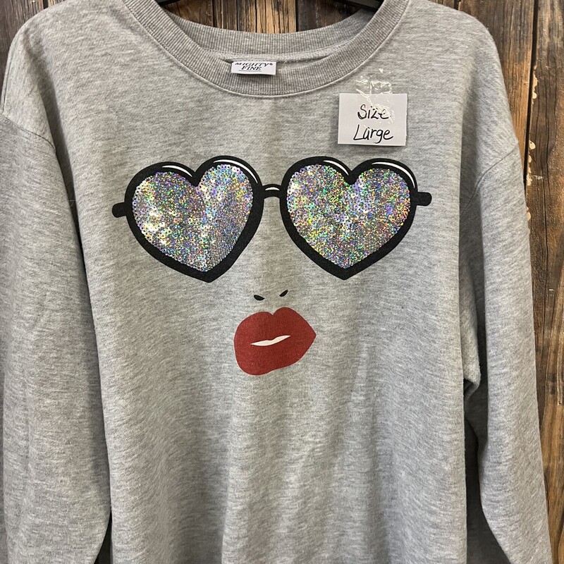 Gray Sweatshirt Heart Eye, Size: 2x