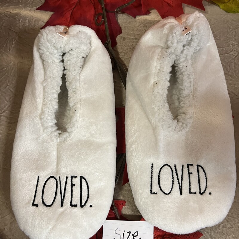 White Rae Dunn Slippers