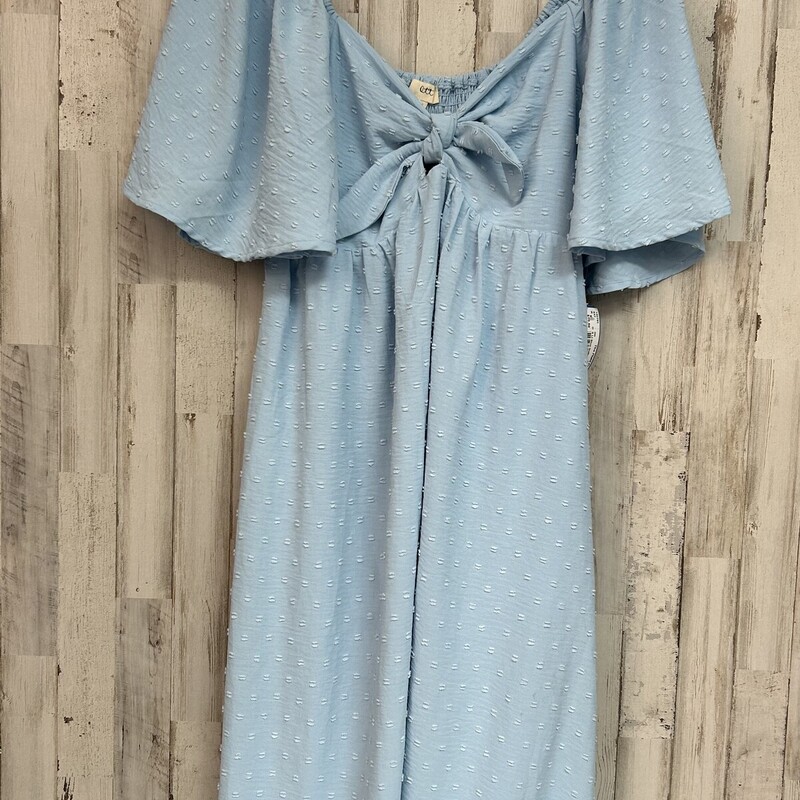 S Lt Blue Dotted Dress