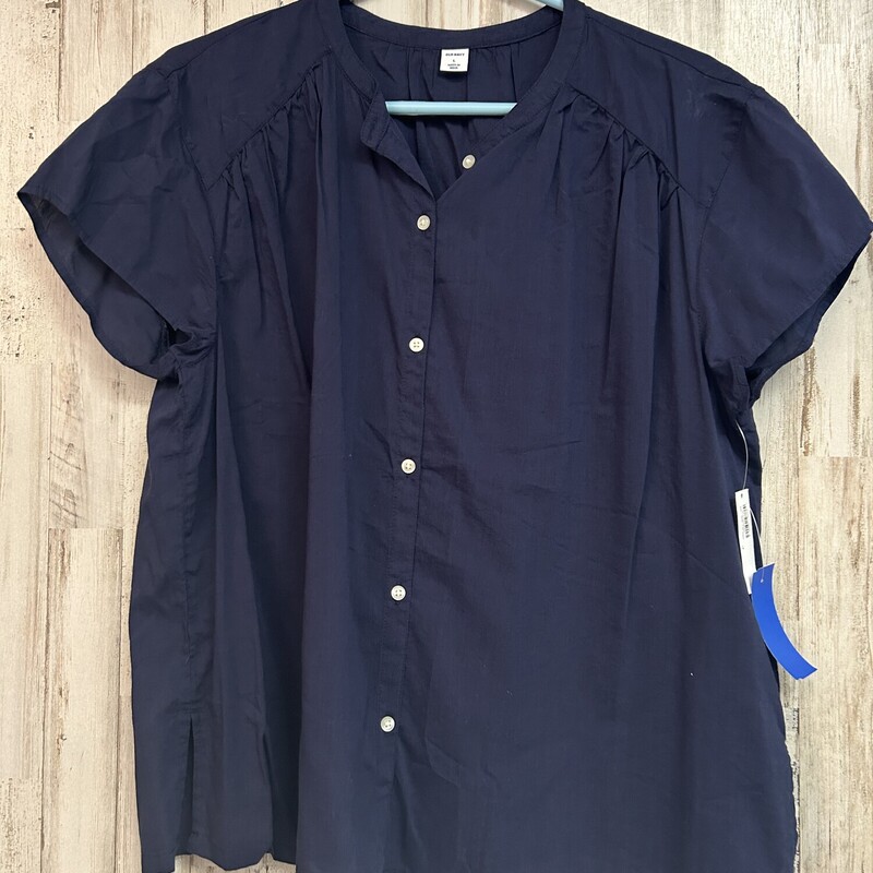 NEW L Navy Buton Up, Navy, Size: Ladies L