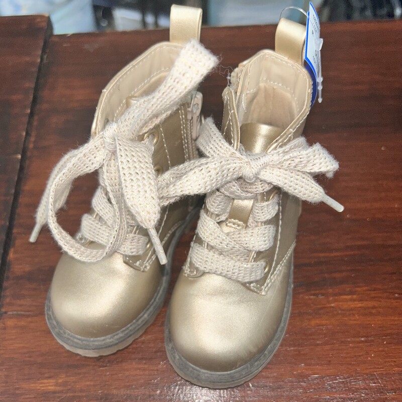 5 Gold Lace Up Boots, Gold, Size: Shoes 5