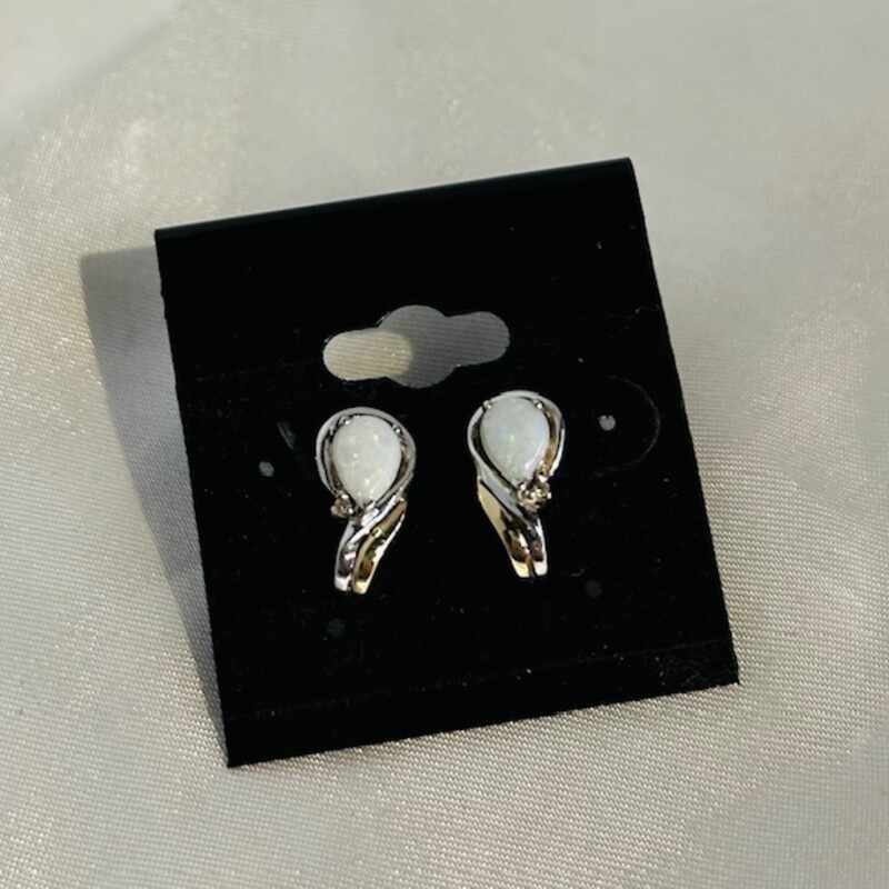 14K White Gold Opal Earrings
White and White Gold Size: .3x.5H