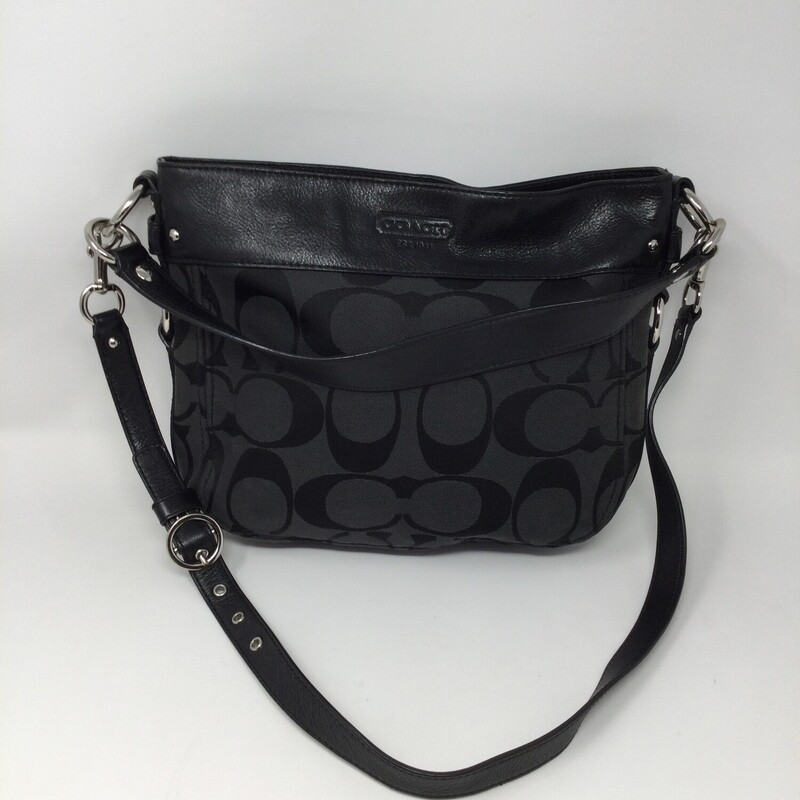 Coach Bag With Leather Tr, Black/Grey