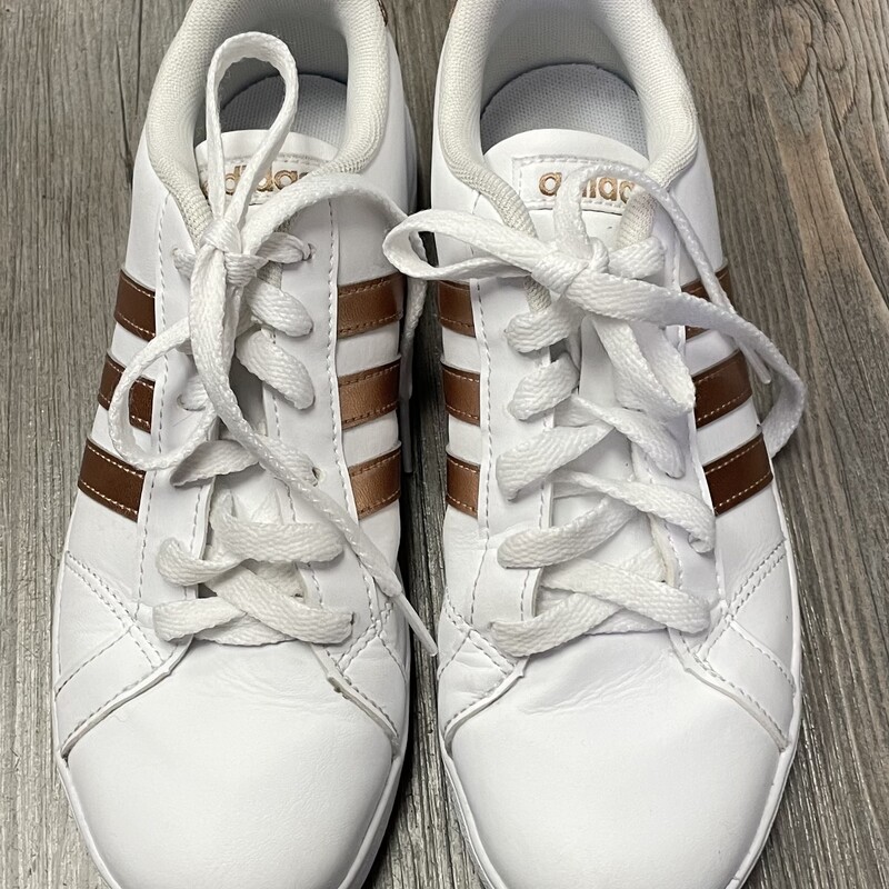 Adidas Lace Up Shoes, White, Size: 3.5Y