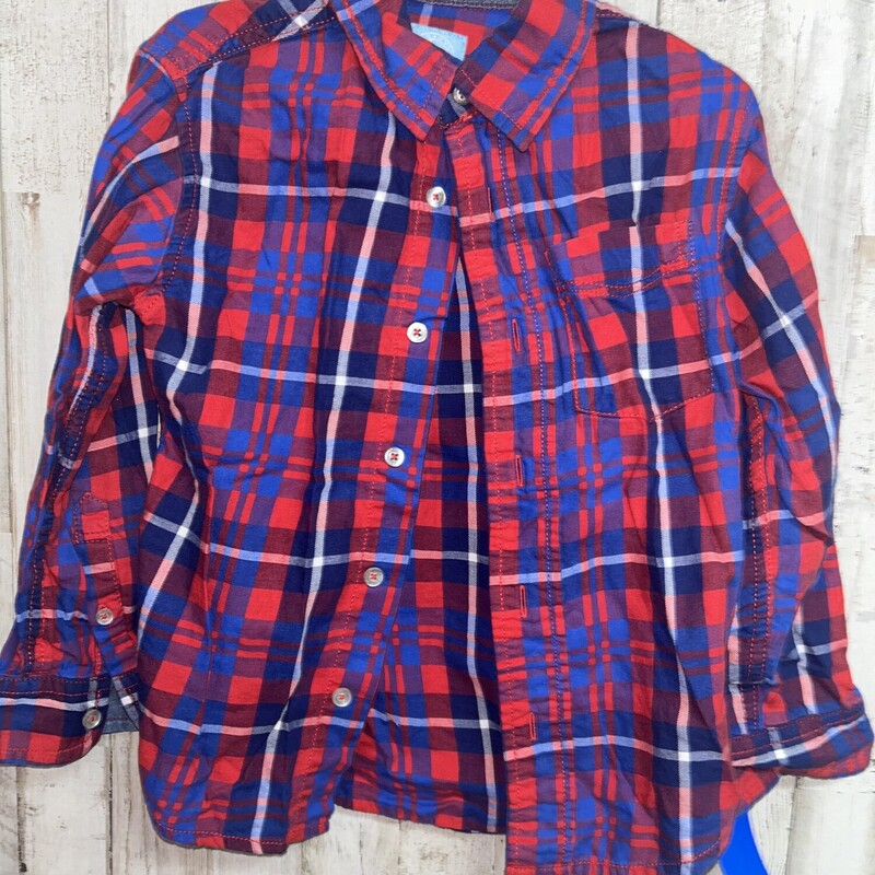 5 Red Plaid Button Up, Red, Size: Boy 5-8