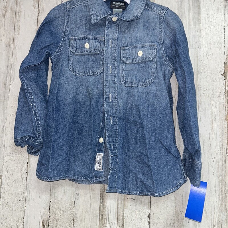 6 Denim Button Up, Blue, Size: Boy 5-8