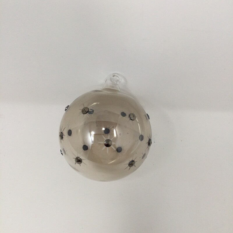 Blown Glass Star & Studded Ornament,
Grey/Silver,
Size: 3.5 In