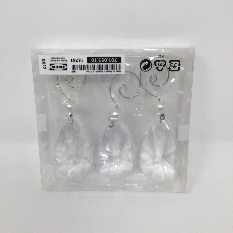 IKEA Glass Crystal Ornaments,
Clear/White/Silver,
Size: Set Of 3