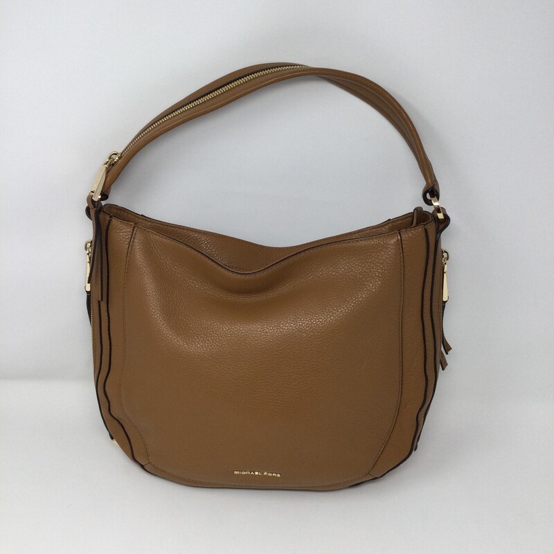 Michael Kors Leather Shoulder bag w/zipper trim, Light Brown