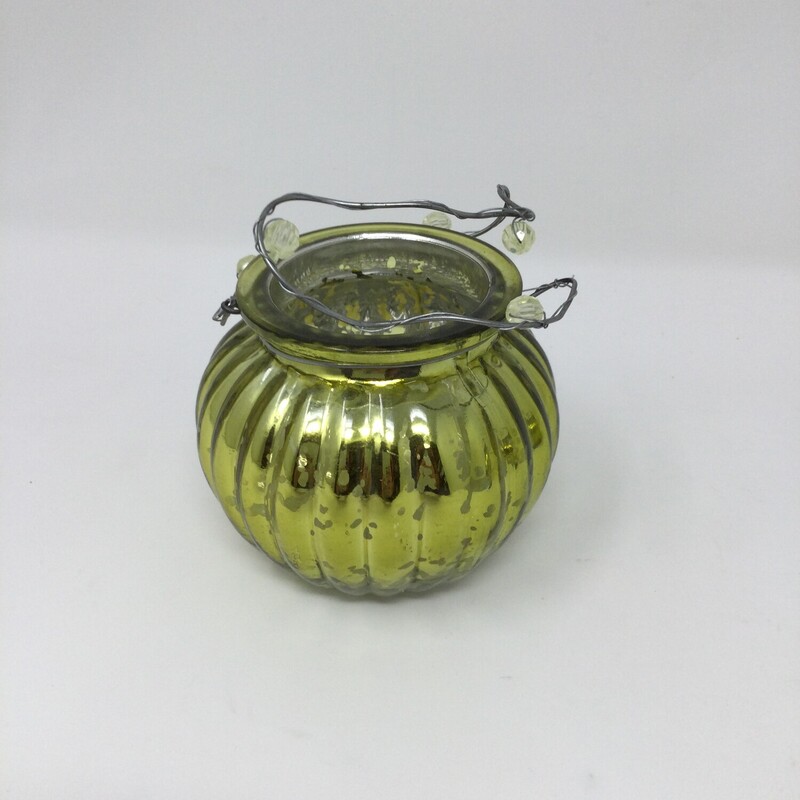 Yellow Gold Tealight Holder,
Yellow Gold,
Size: 4 X 4 In