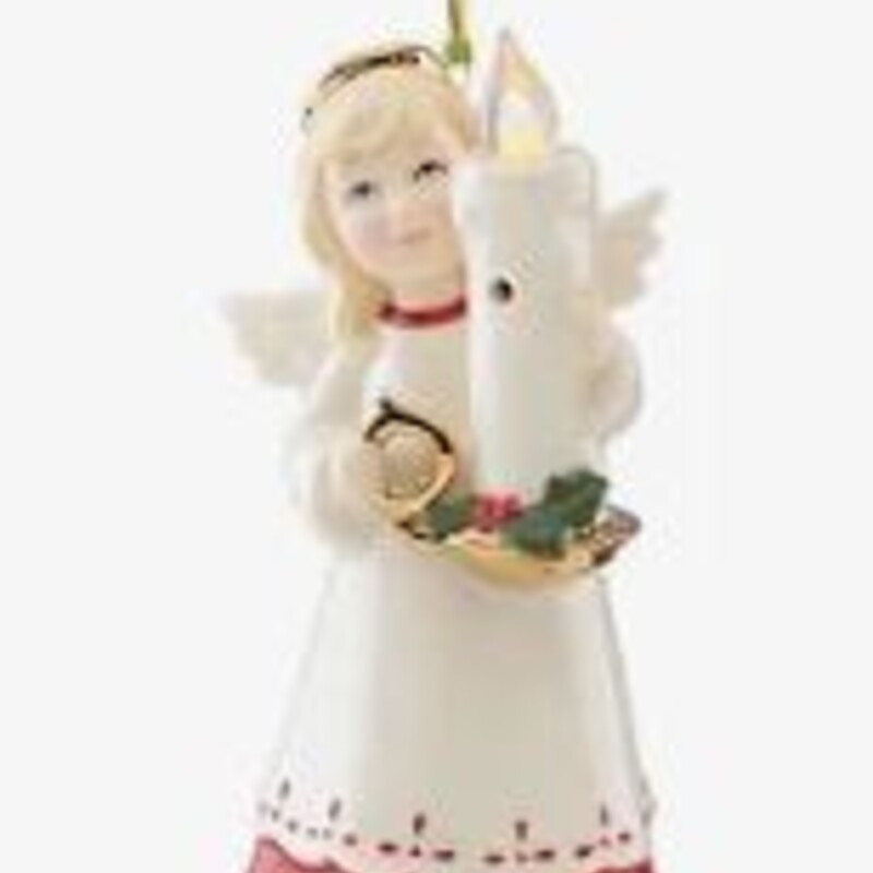 Lenox Blow Out The Lights Angel Ornament
White, Red, Green
 Size: 3x5H