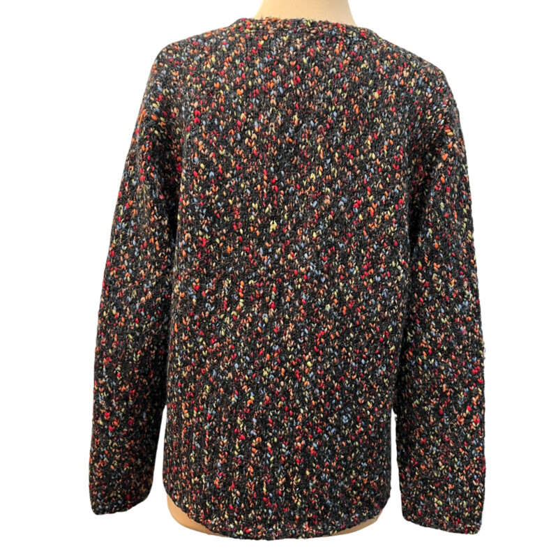 Northern Isles Sweater/Cardigan<br />
Button Closures<br />
Mohair Blend<br />
Black with a Rainbow of Colors<br />
Size: Large