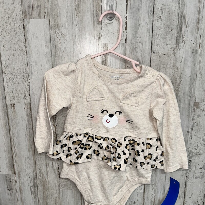 12M Beige Kitty Onesie, Beige, Size: Girl 6-12m