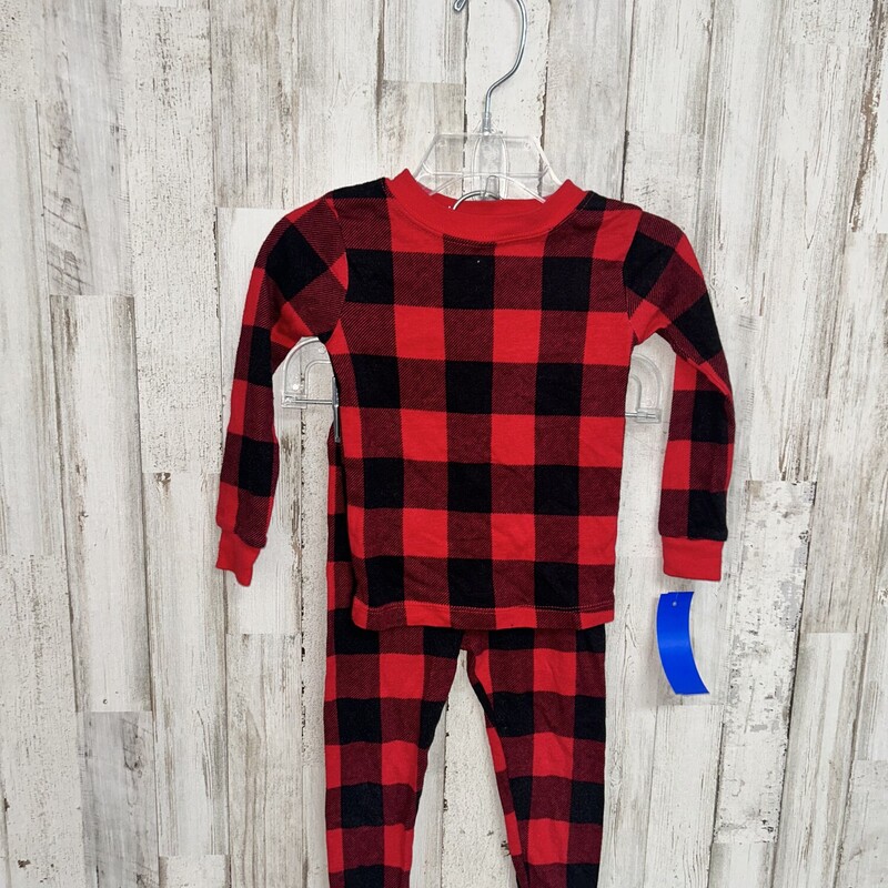 2T 2pc Buffalo Plaid Pjs, Red, Size: Girl 2T