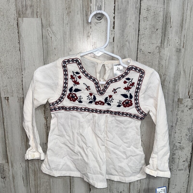 2T White Embroidered Top