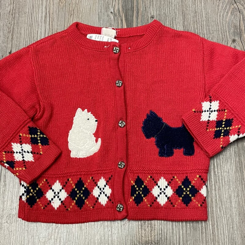 Knit Cardigan, Red, Size: 24M