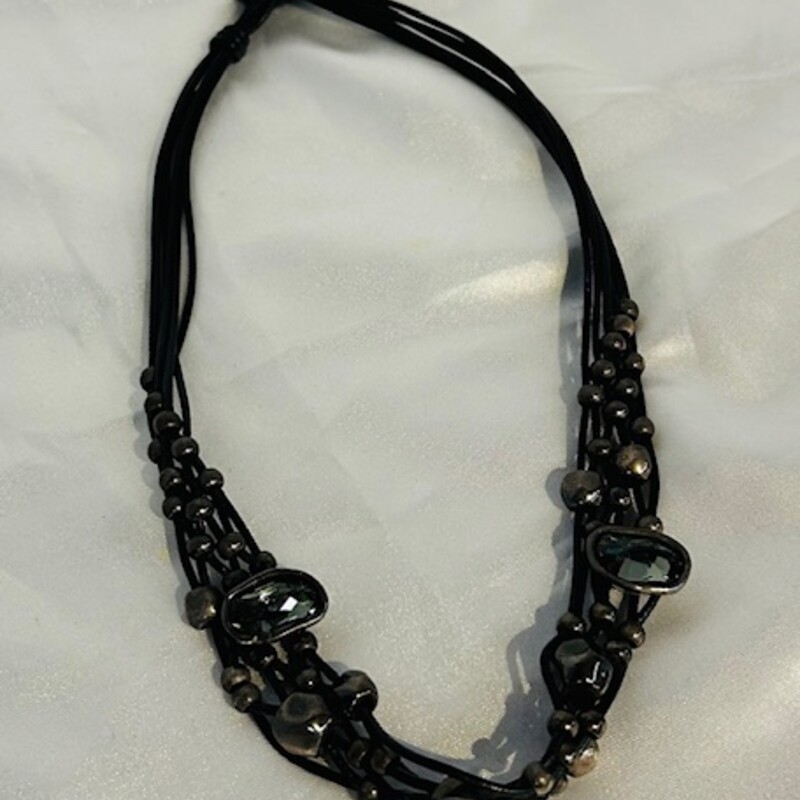 Uno De 50 Multi Strand Beaded Necklace
Black Gray Size: 17L