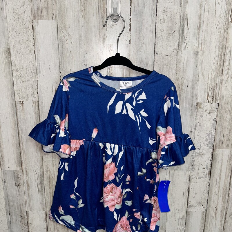 2T Blue Floral Print Top, Blue, Size: Girl 2T