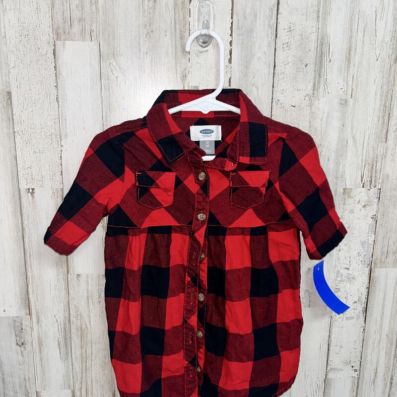 2T Buffalo Plaid Tunic, Red, Size: Girl 2T