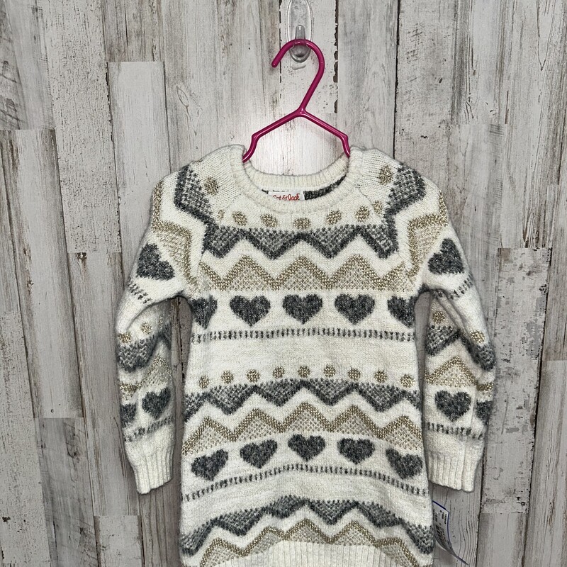 2T Beige Heart Knit Dress