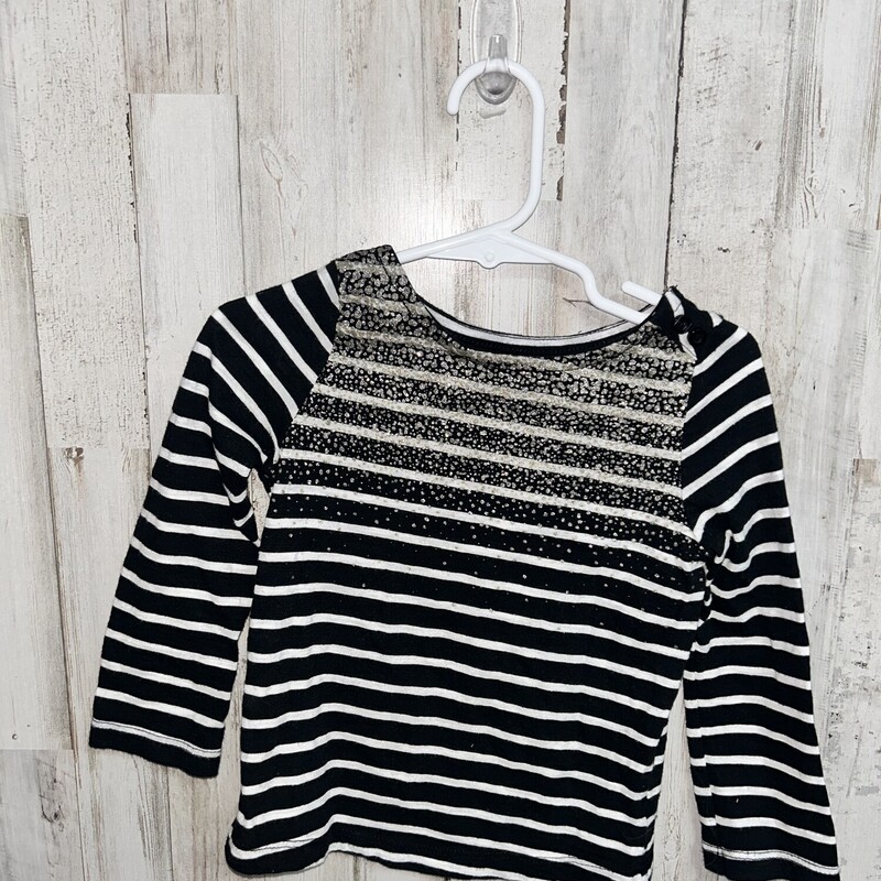 2T Black Striped Top, Black, Size: Girl 2T