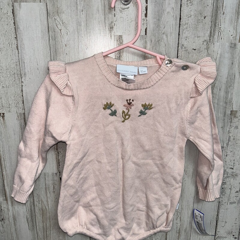 12M Pink Floral Knit Bubb