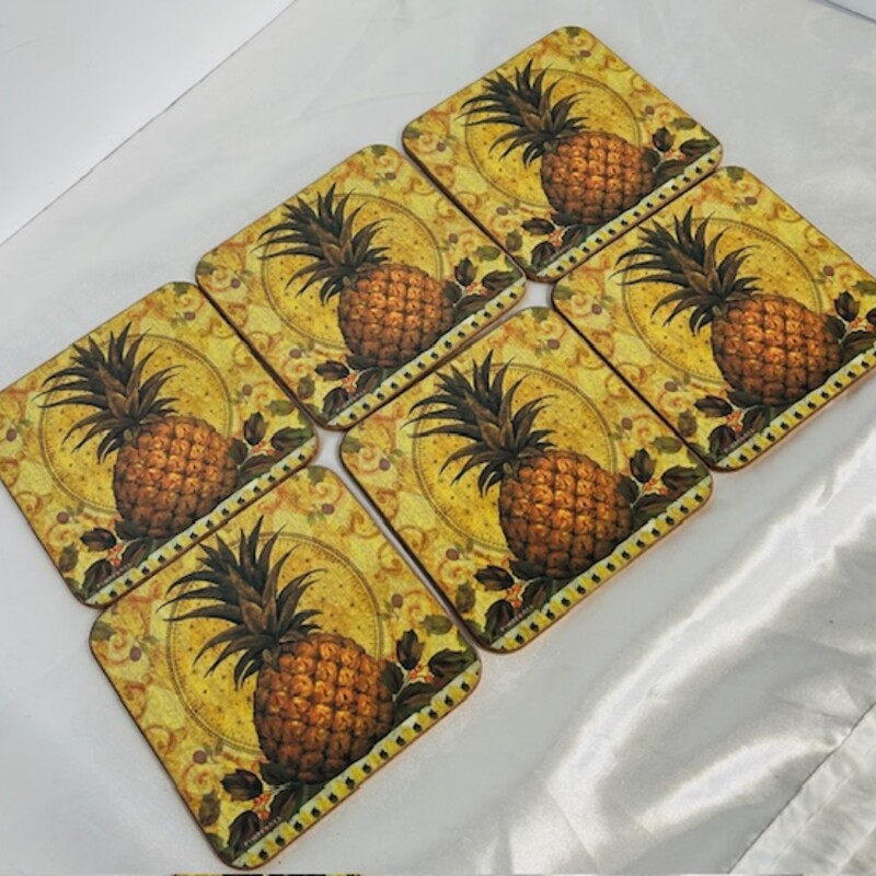 Pimperel Pineapple Cork Coasters
Set of 6
Brown Green Yellow
Size: 4x4