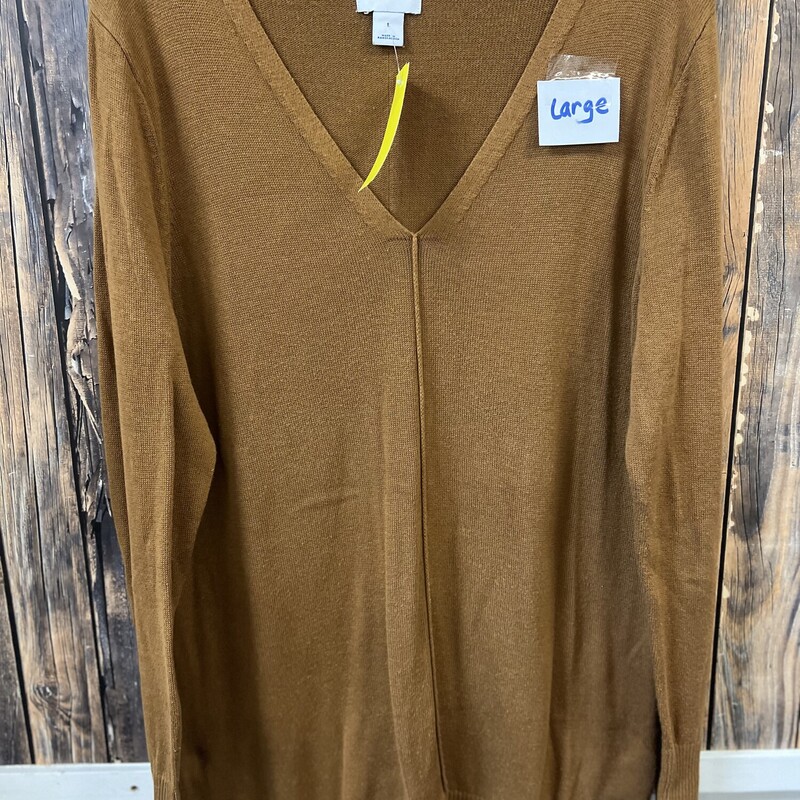 Fall Gold Long Sweater, Size: L