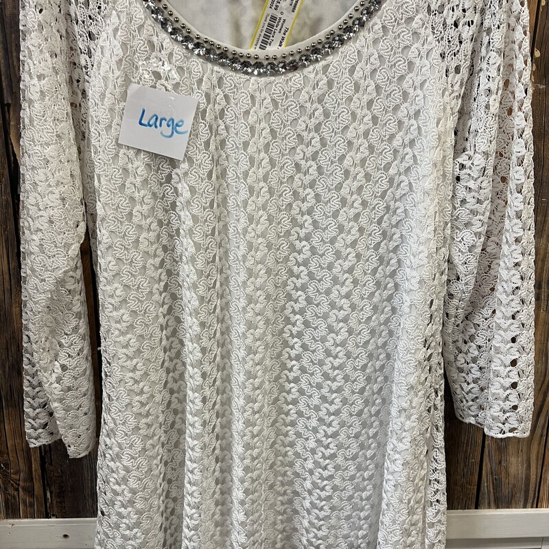 White Lace Top, Size: L