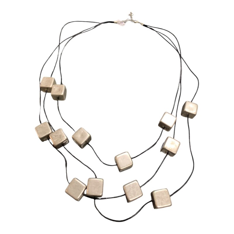 Necklace Statement, Slvr/blk, Size: None