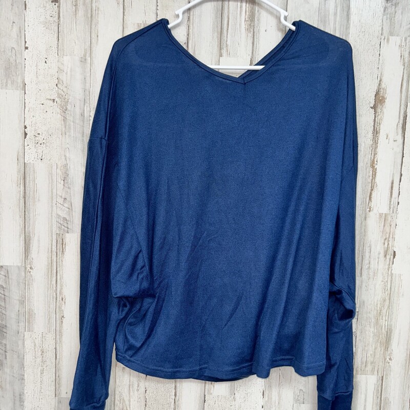 M Blue Knit Tie Back Top, Blue, Size: Ladies M