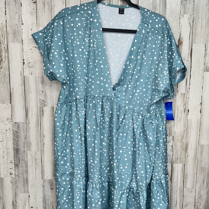 L Teal Spotted Dress