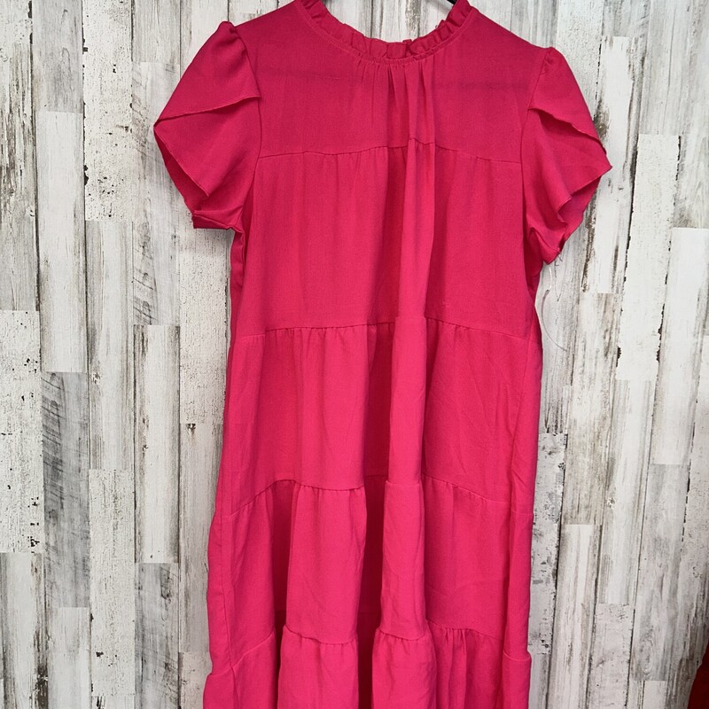 L Hot Pink Tier Tie Dress