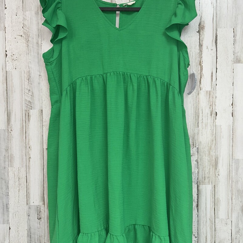 L Green Ruffle Dress